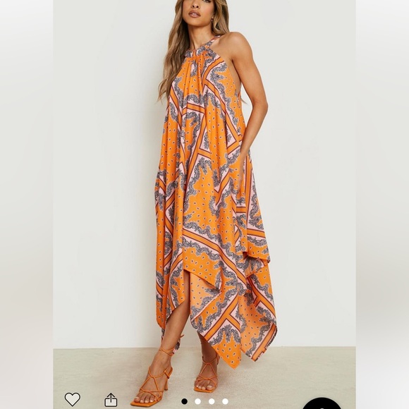 scarf print woven swing dress - Picture 2 of 7